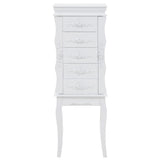 White jewelry cabinet on feet