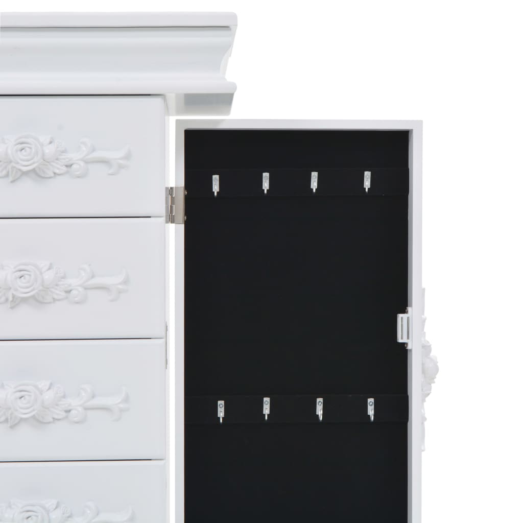 White jewelry cabinet on feet