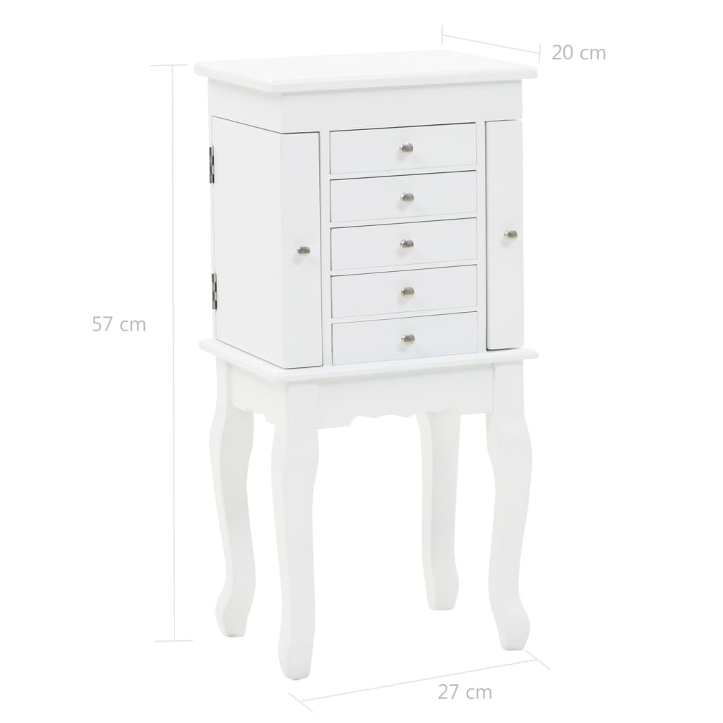 Armoire à bijoux sur pieds Blanc