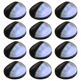 Lampe solaire murale à LED d'extérieur 12 pcs Rond Noir