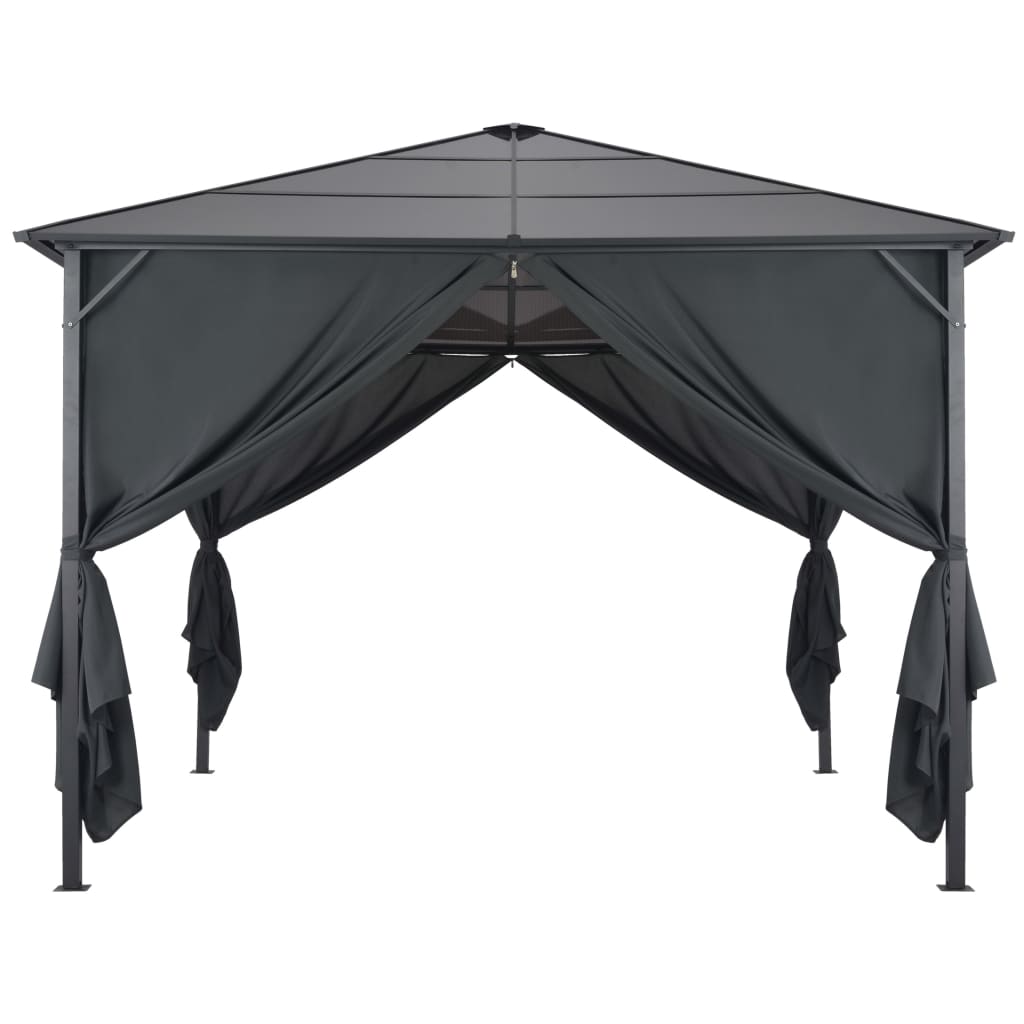 Tonnelle avec rideau Aluminium 3x3 m Noir