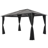 Tonnelle avec rideau Aluminium 4x3x2,6 m Noir