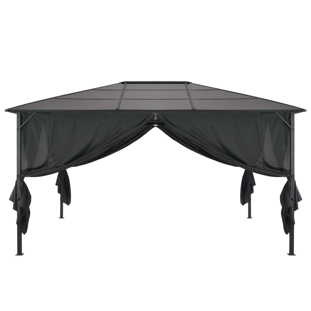 Tonnelle avec rideau Aluminium 4x3x2,6 m Noir