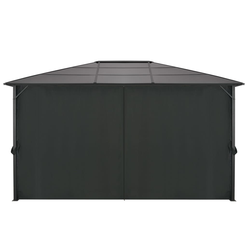 Tonnelle avec rideau Aluminium 4x3x2,6 m Noir