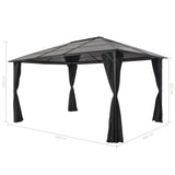 Tonnelle avec rideau Aluminium 4x3x2,6 m Noir