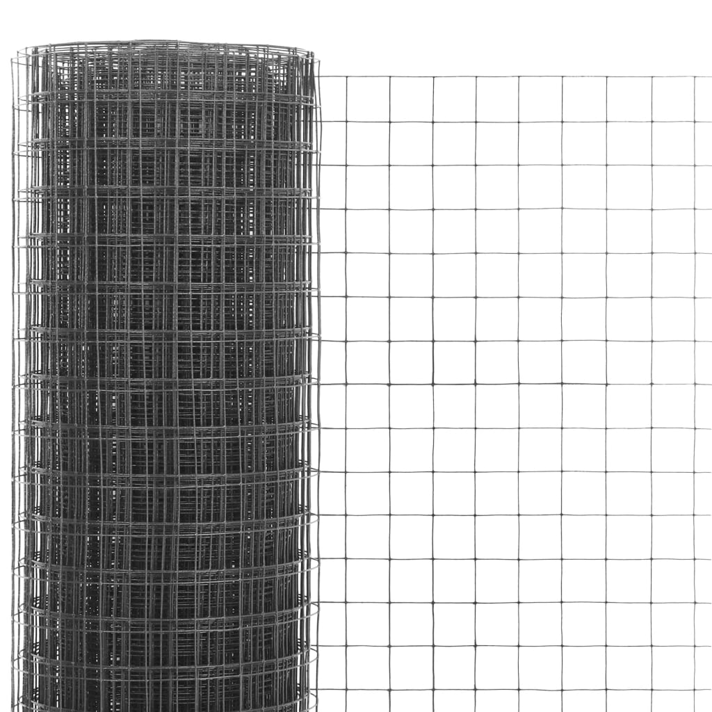 Steel mesh and PVC coating 25 x 1 m gray