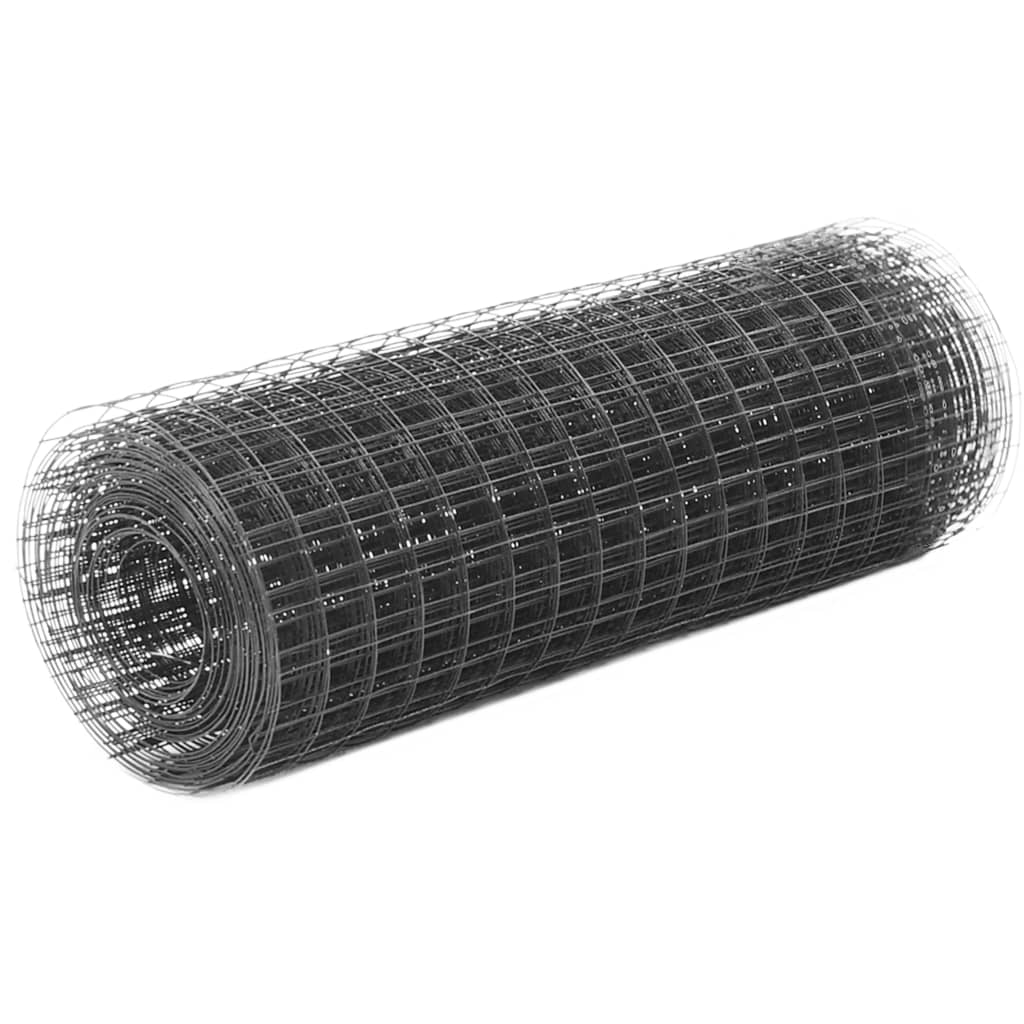 Steel mesh with PVC coating 25x0.5 m gray