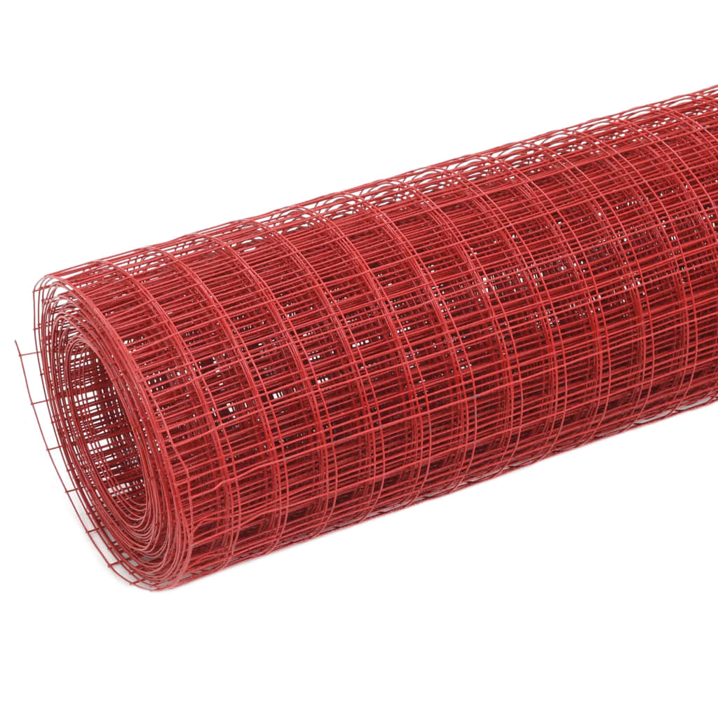 Grillage Acier avec revêtement en PVC 10x1 m Rouge