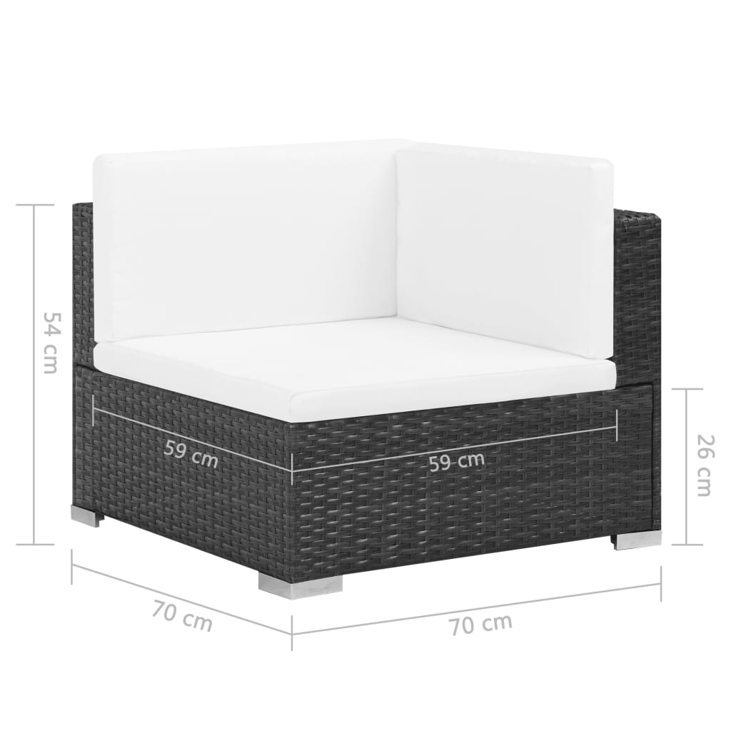 7-piece garden furniture set with cushions Black woven resin