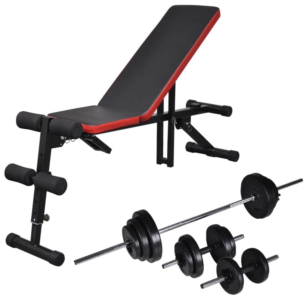 Adjustable Workout Bench with 30.5kg Dumbbell Set