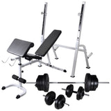 Training bench and weight rack dumbbell set 60.5 kg