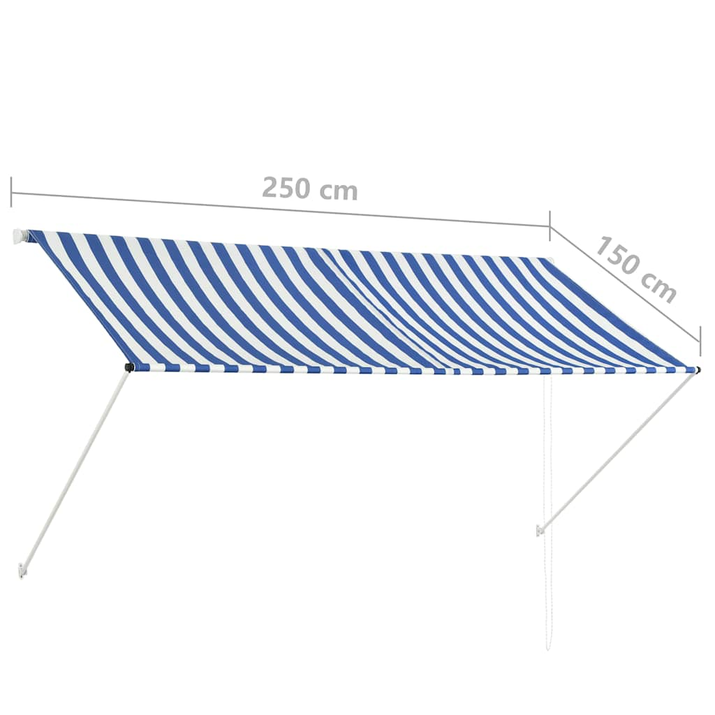 Retractable awning 250x150 cm Blue and white