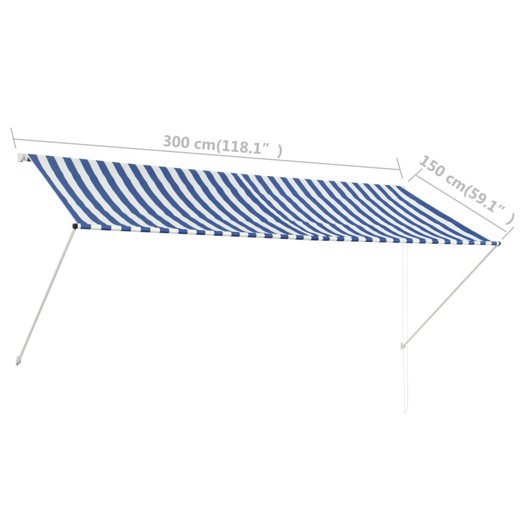 Retractable awning 300x150 cm Blue and white