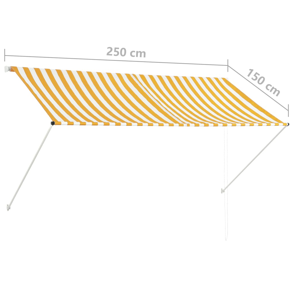 Auvent rétractable 250x150 cm Jaune et blanc