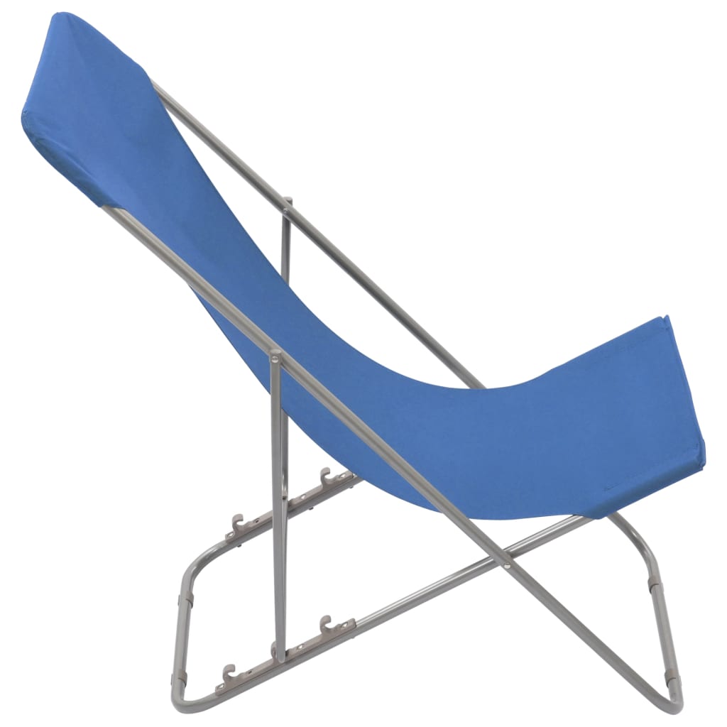 Chaises de plage pliables lot de 2 Acier et tissu oxford Bleu