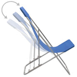 Chaises de plage pliables lot de 2 Acier et tissu oxford Bleu