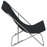 Chaises de plage pliables lot de 2 Acier et tissu oxford Noir