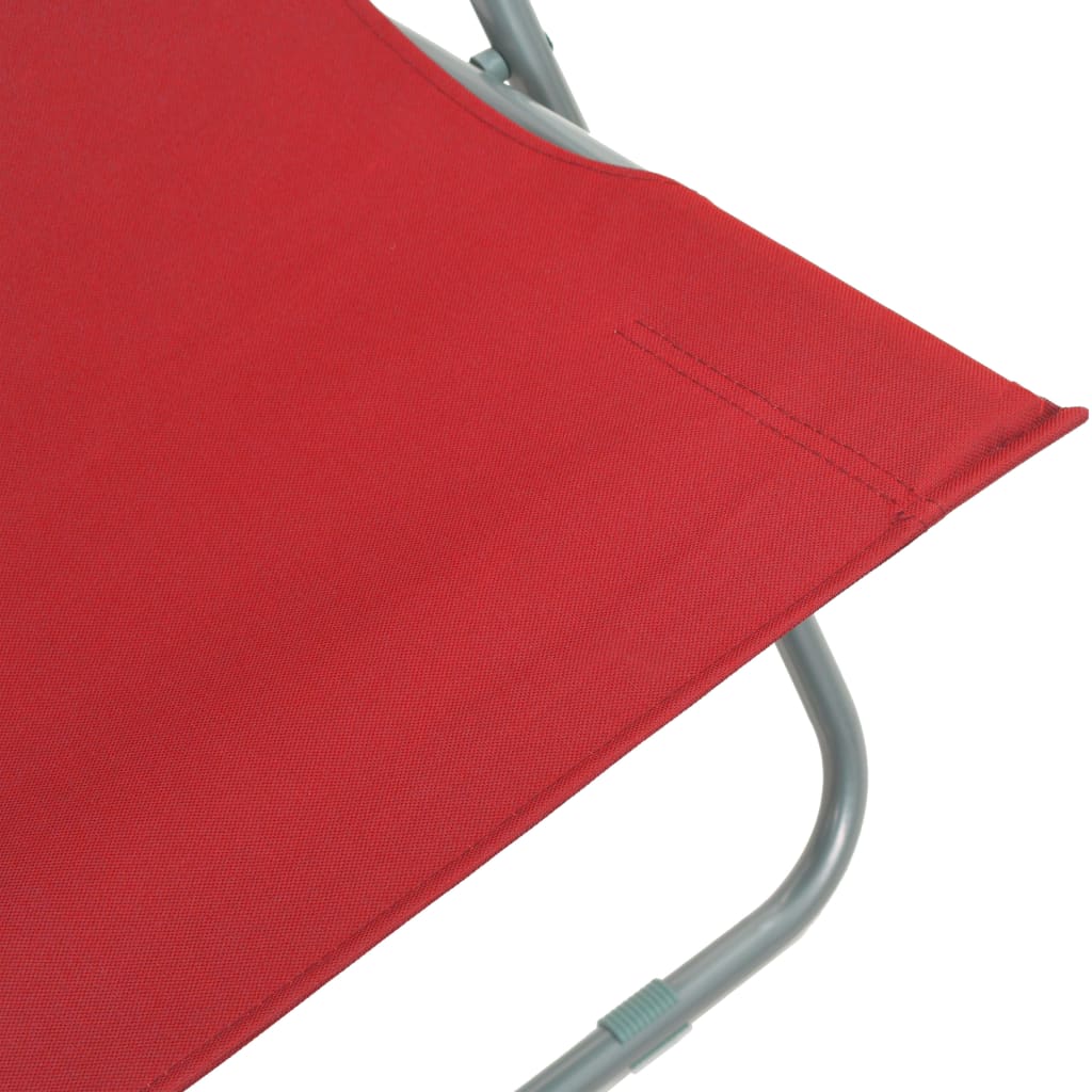 Chaises de plage pliables lot de 2 Acier et tissu oxford Rouge