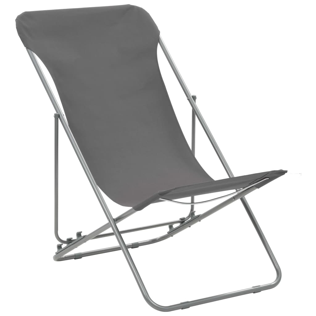 Chaises de plage pliables lot de 2 Acier et tissu oxford Gris