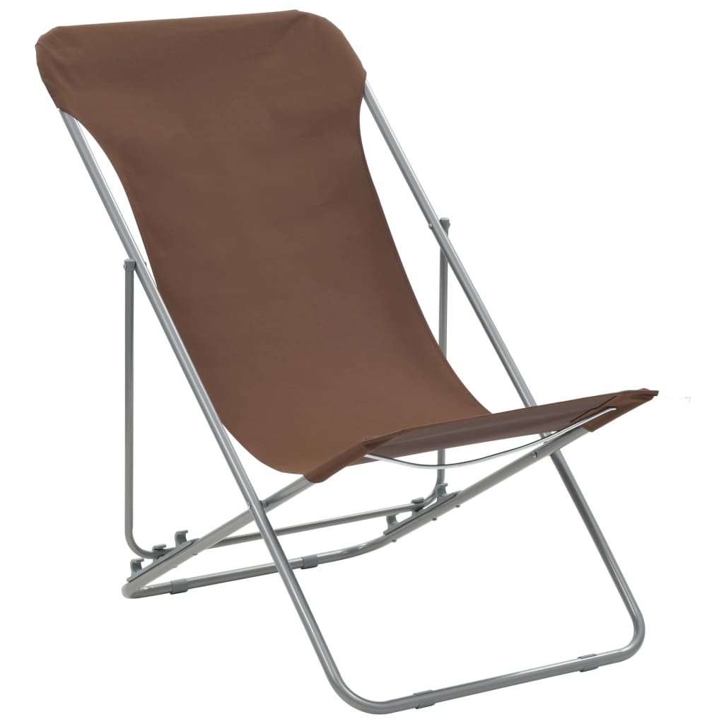 Chaises de plage pliables lot de 2 Acier et tissu oxford Marron