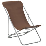 Chaises de plage pliables lot de 2 Acier et tissu oxford Marron