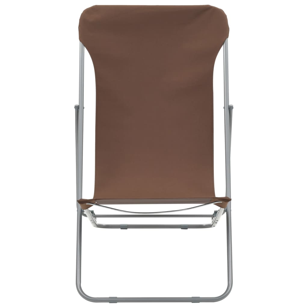 Chaises de plage pliables lot de 2 Acier et tissu oxford Marron