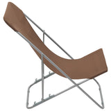 Chaises de plage pliables lot de 2 Acier et tissu oxford Marron