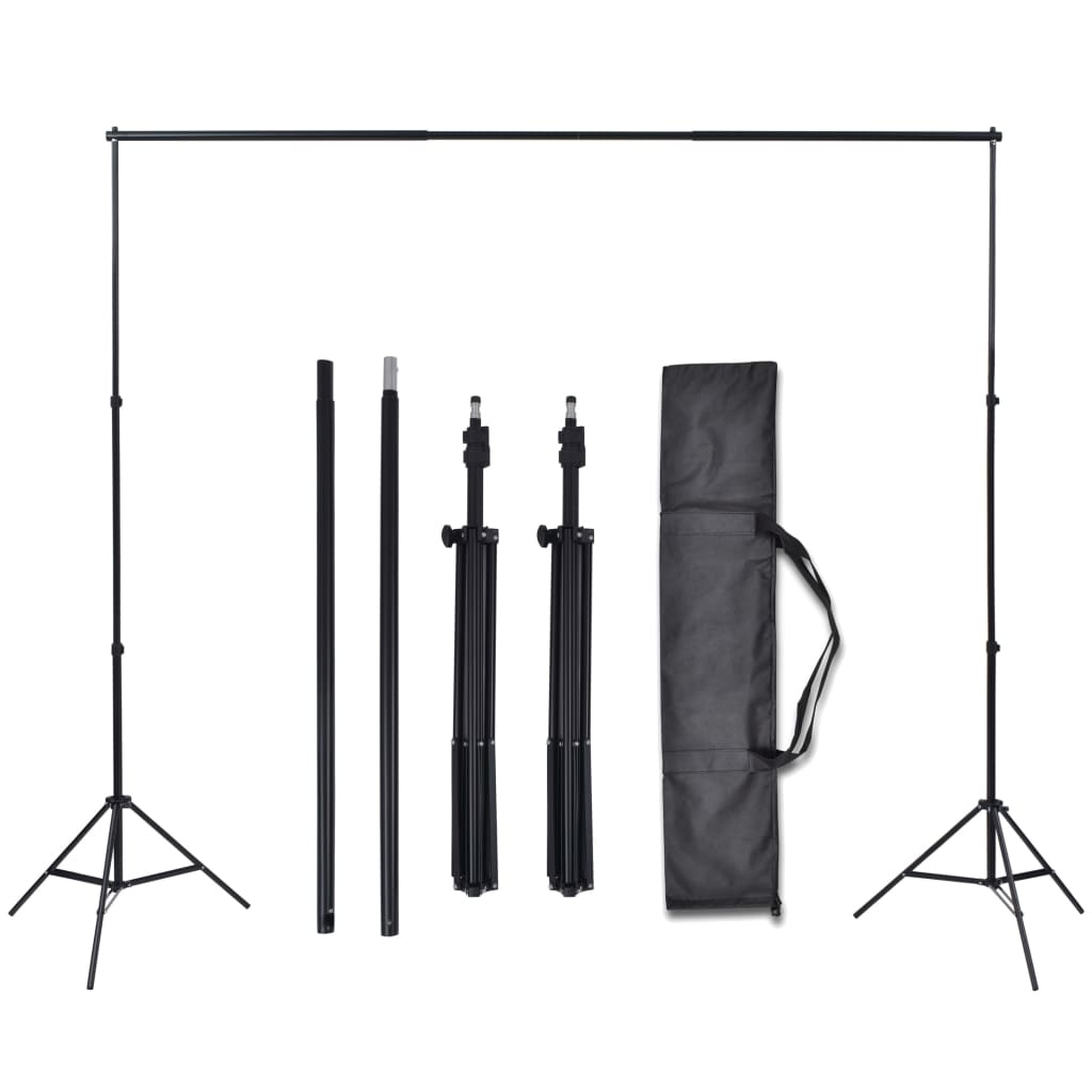 Kit de studio photo et 3 toiles de fond réglables Coton 3x5 m