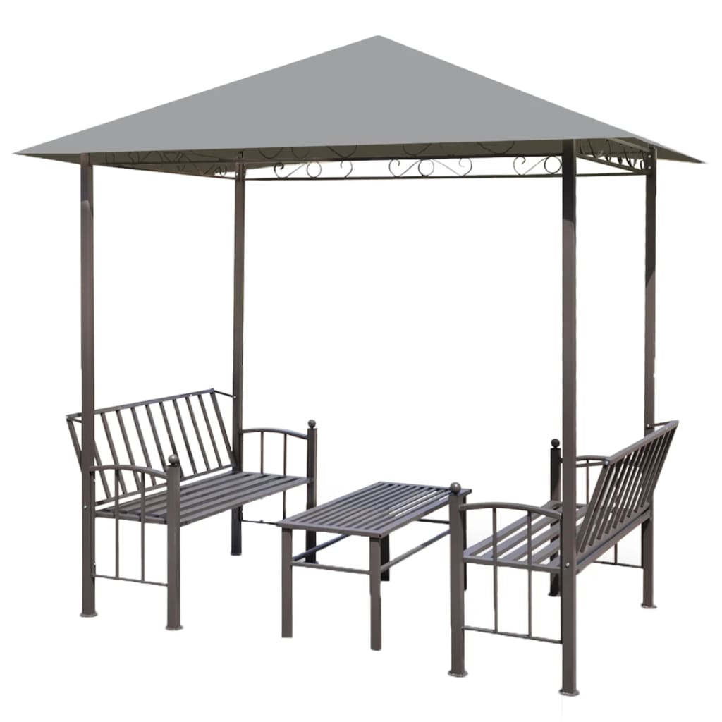 Chapiteau de jardin avec table et bancs 2,5x1,5x2,4m Anthracite