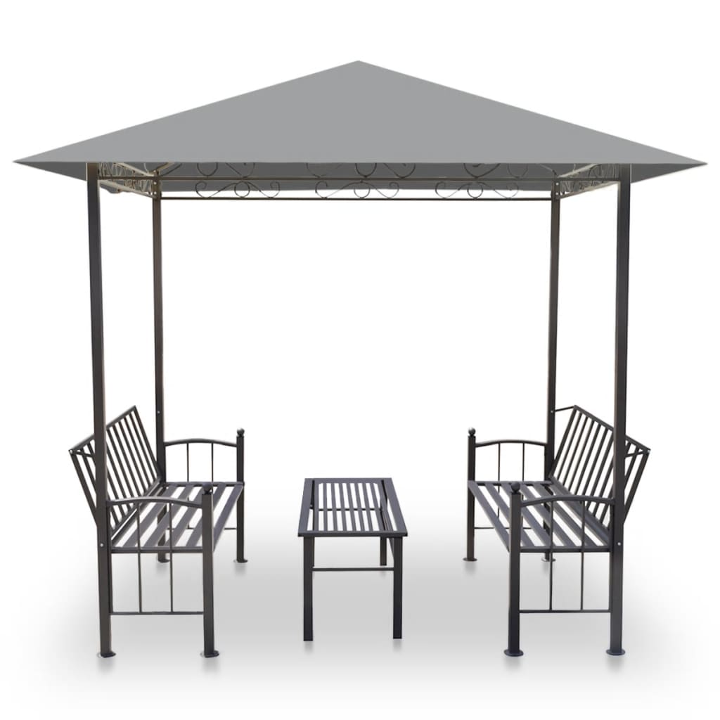 Chapiteau de jardin avec table et bancs 2,5x1,5x2,4m Anthracite