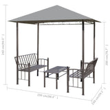 Chapiteau de jardin avec table et bancs 2,5x1,5x2,4m Anthracite