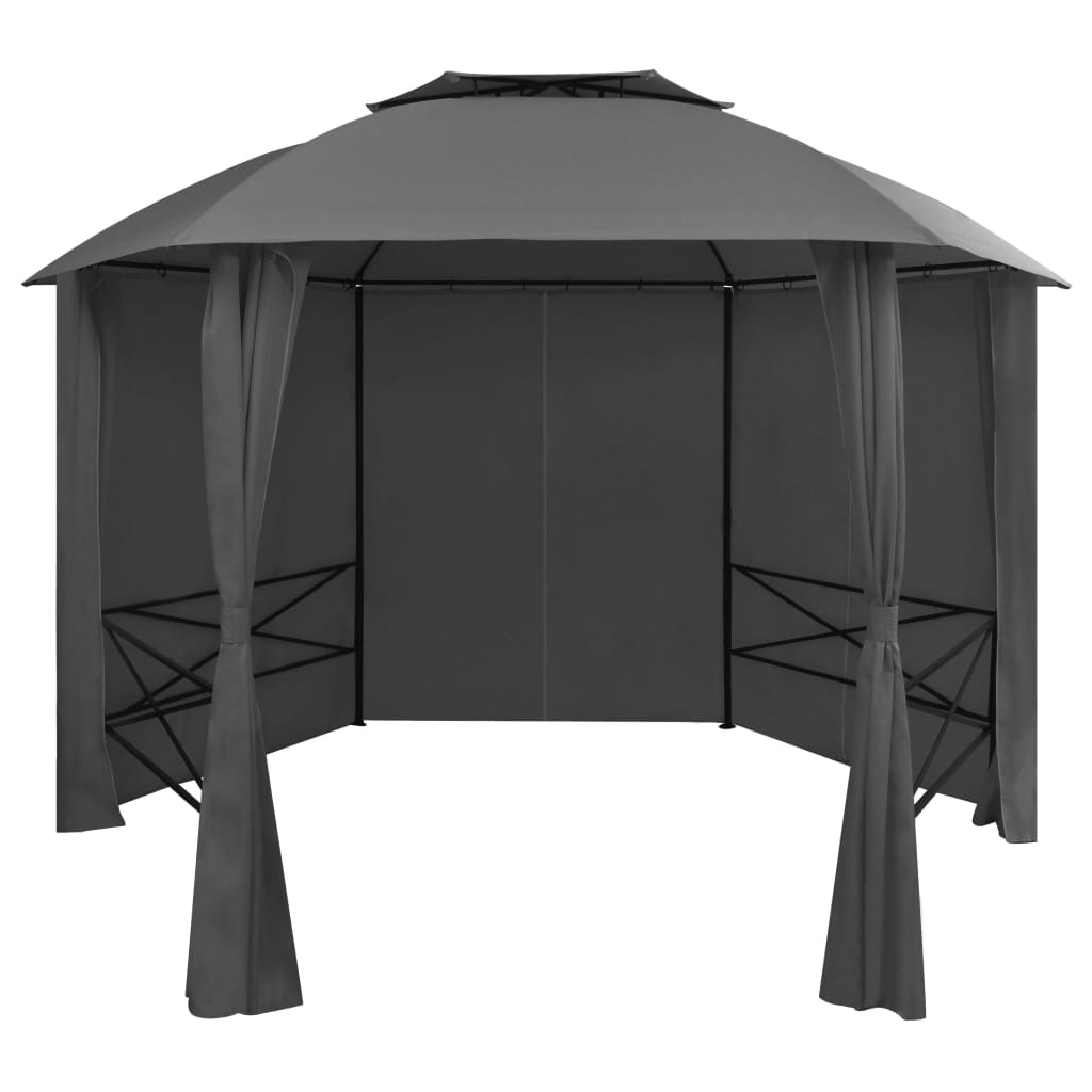 Chapiteau tente de jardin avec rideaux Hexagonal 360 x 265 cm