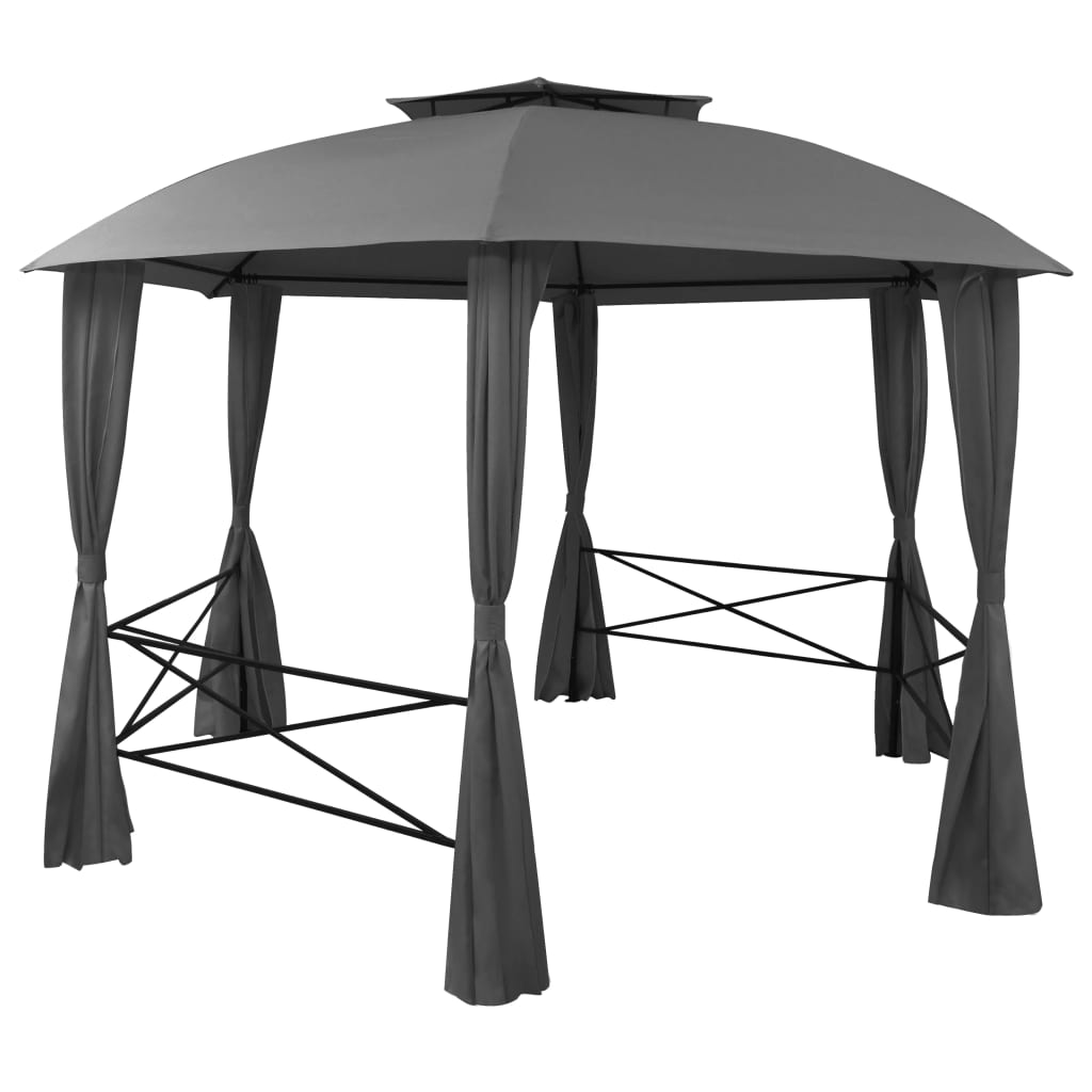 Chapiteau tente de jardin avec rideaux Hexagonal 360 x 265 cm