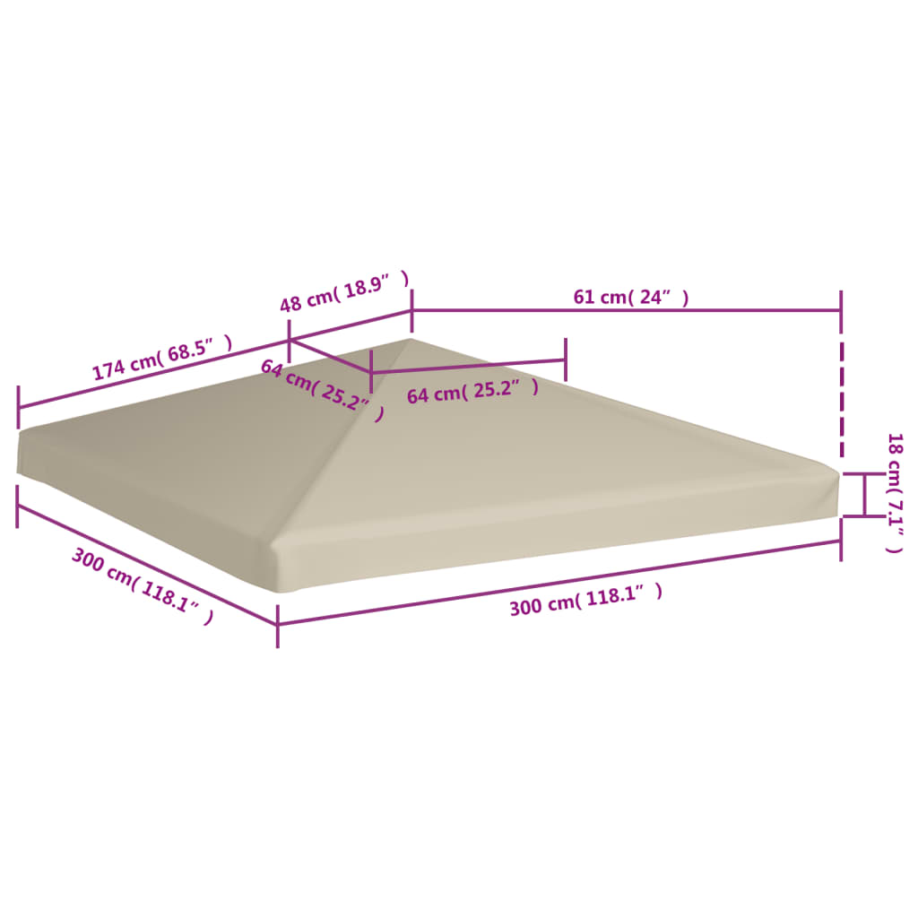 Couverture de toit de belvédère 310 g / m² 3x3 m Beige