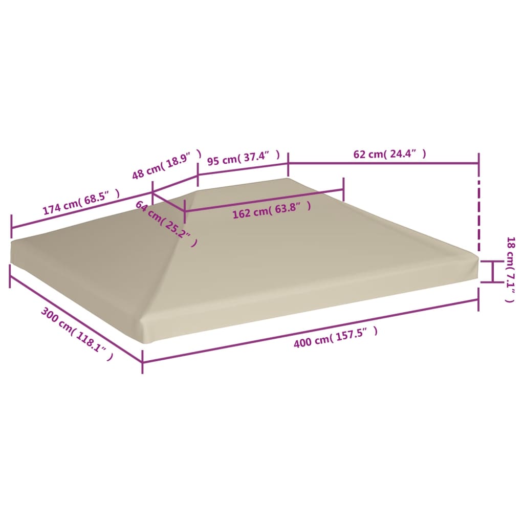 Couverture de dessus de belvédère 310 g / m² 4x3 m Beige