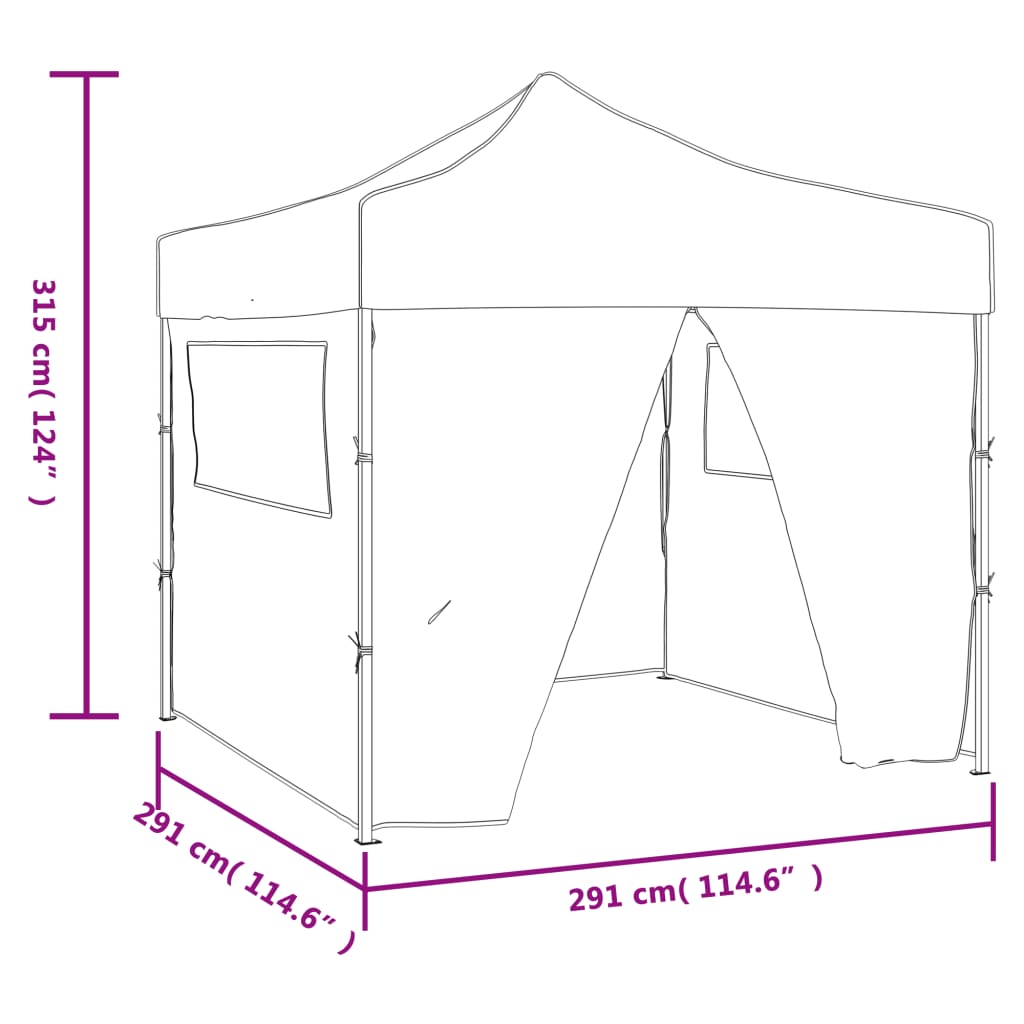 Tente de réception escamotable avec 4 parois 3x3 m Anthracite