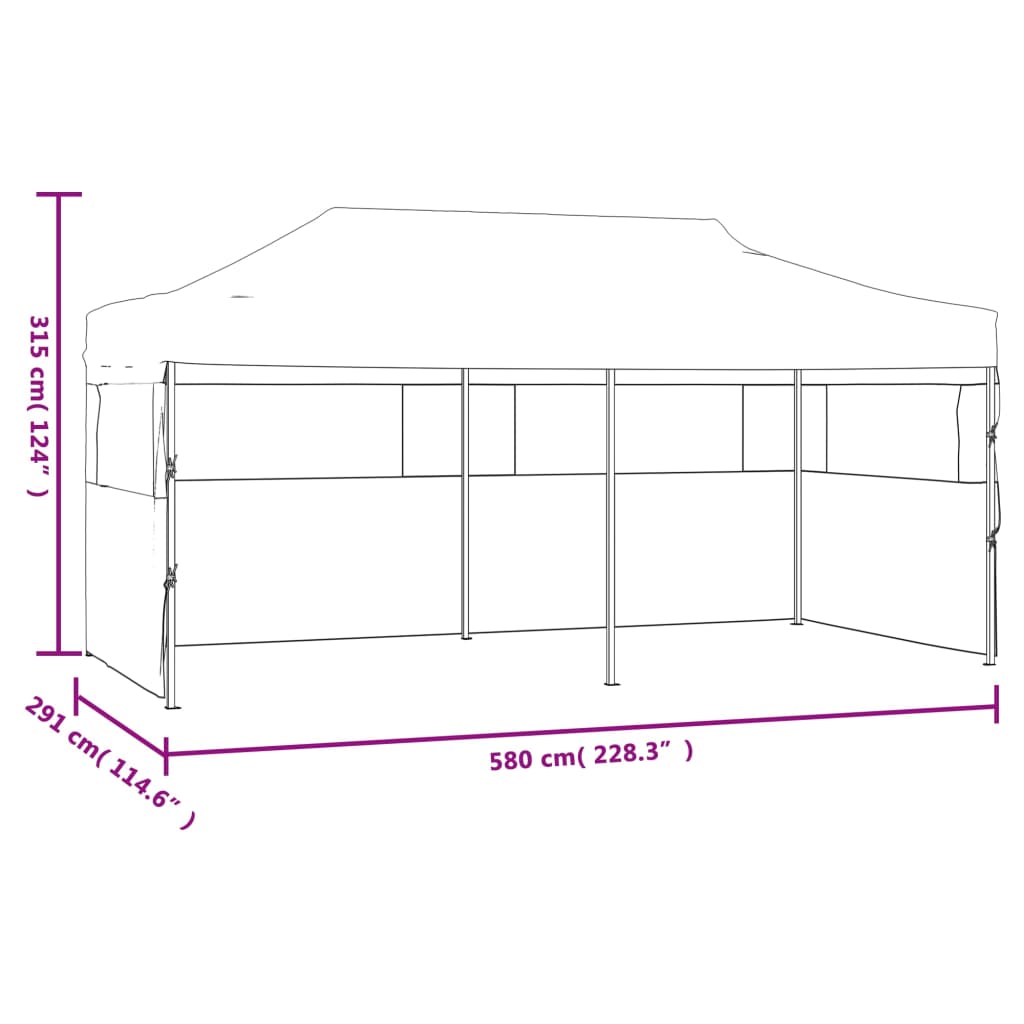 Tente de réception pliable avec parois 3x6 m anthracite