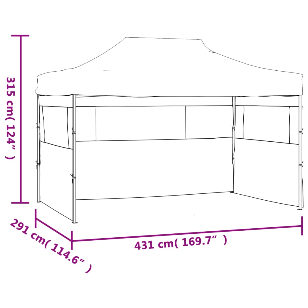 Tente pliable avec 3 parois 3 x 4,5 m Bleu