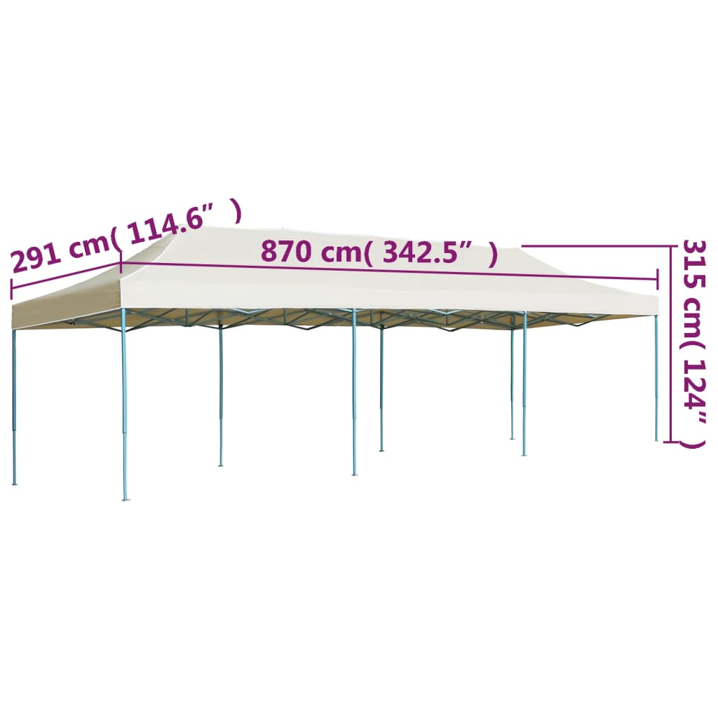 Tente de réception pliable escamotable 3x9 m crème