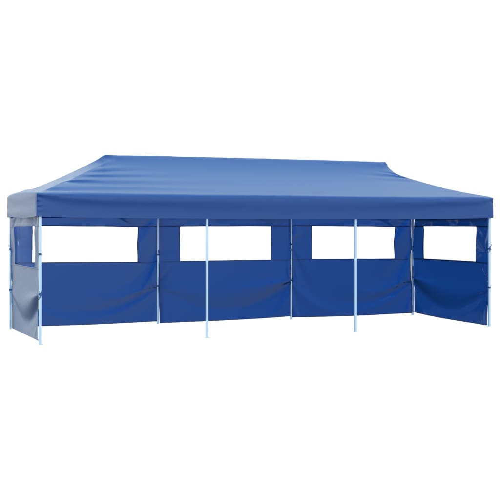 Tente de réception pliable avec 5 parois 3x9 m Bleu