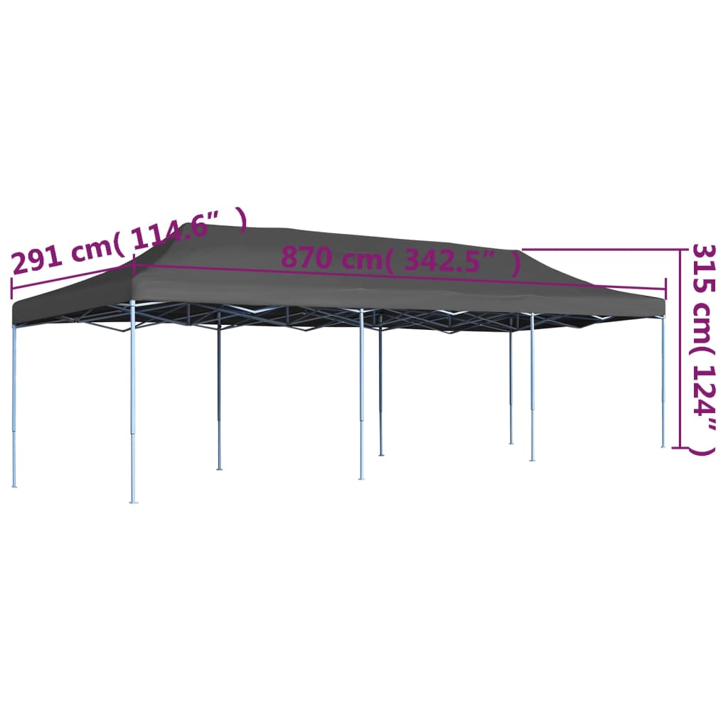 Tente de réception pliable 3 x 9 m Anthracite