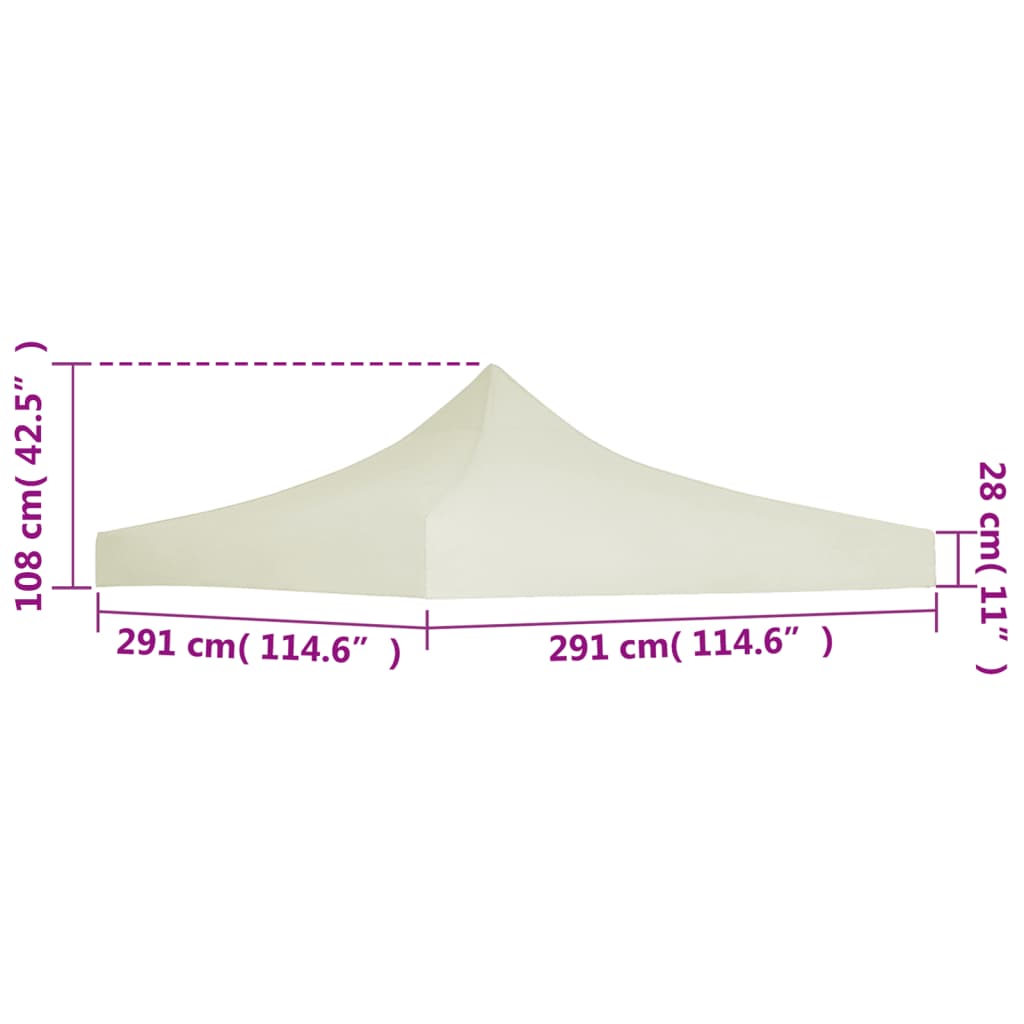 Toit de tente de réception 3 x 3 m Crème