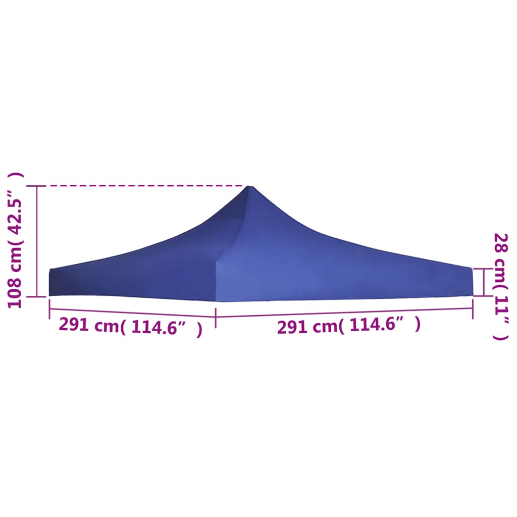 Toit de tente de réception 3 x 3 m Bleu