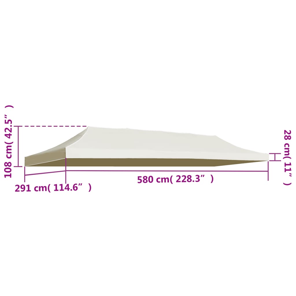 Toit de tente de réception 3 x 6 m Crème