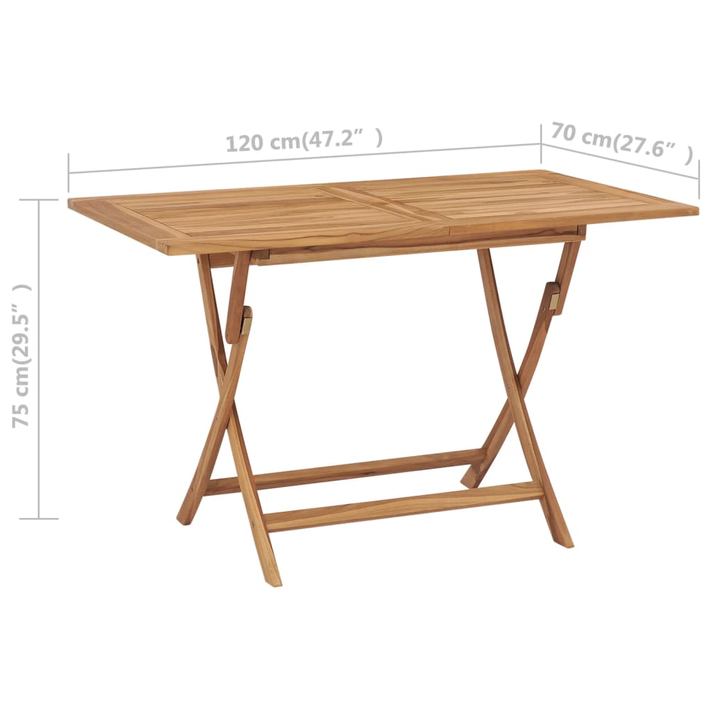 Table pliable de jardin 120x70x75 cm Bois de teck solide