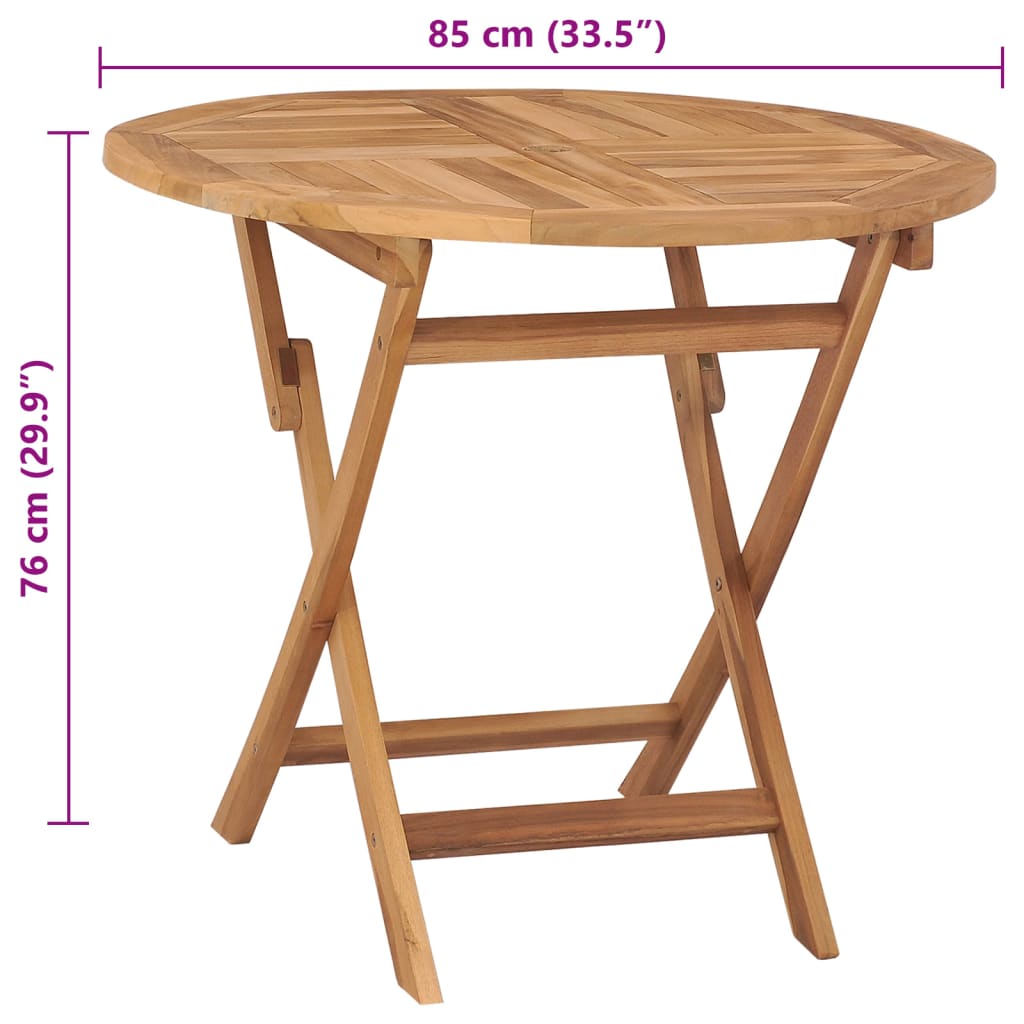 Table pliable de jardin 85x76 cm Bois de teck solide