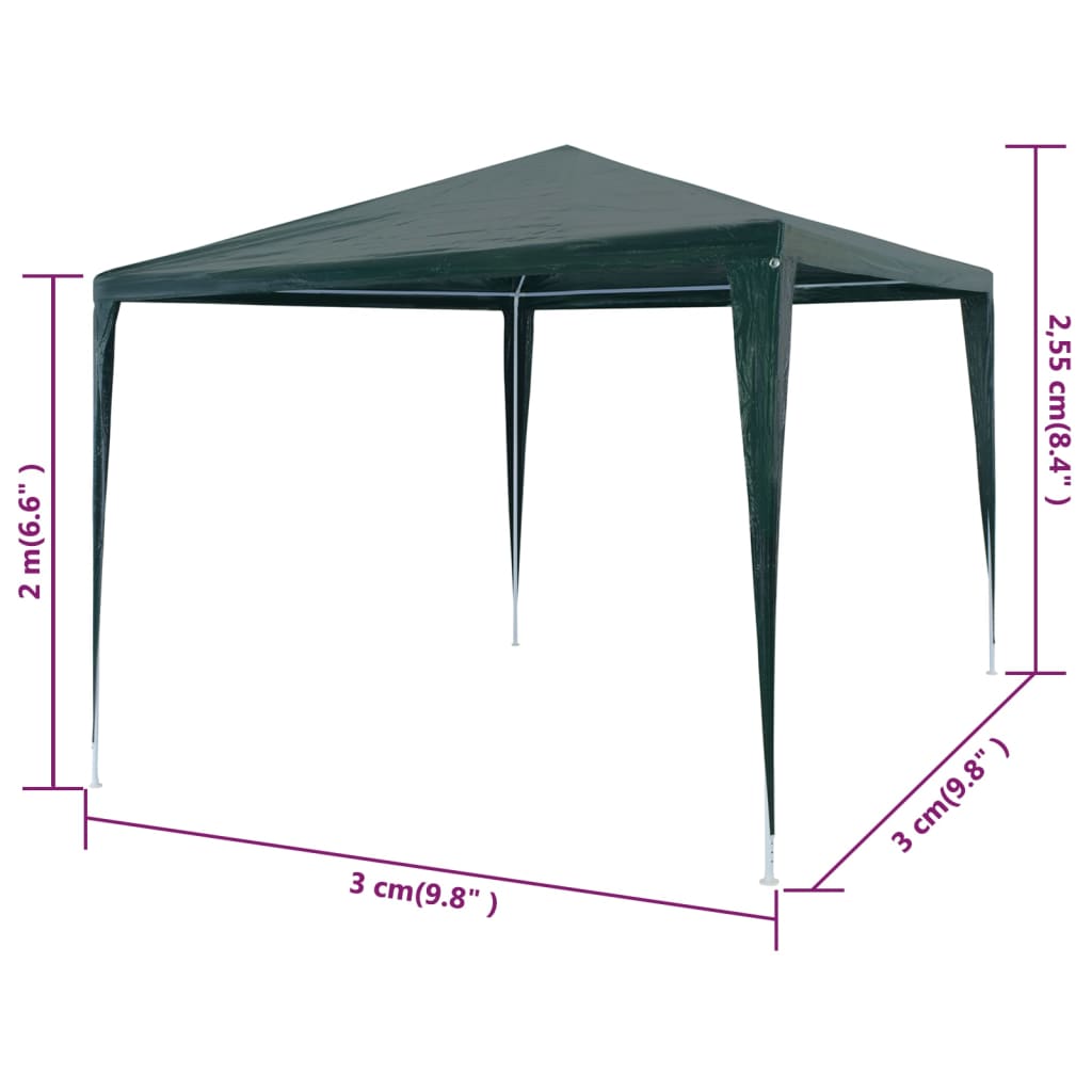 Tente de réception 3x3 m PE Vert