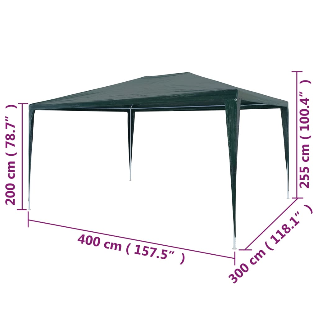 Tente de réception 3x4 m PE Vert