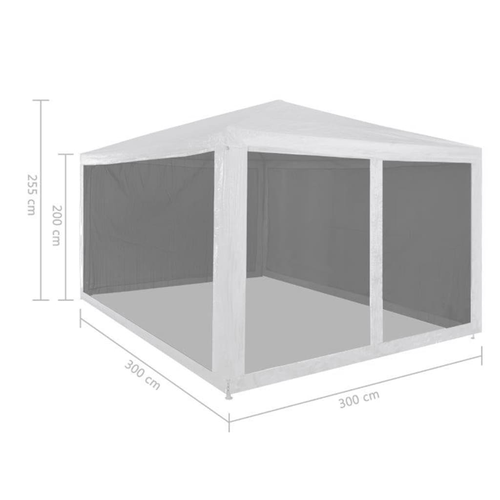 Tente de réception avec 4 parois en maille 3 x 3 m