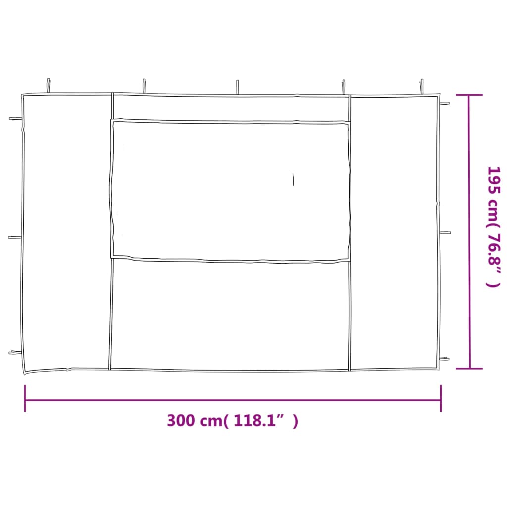 Paroi de tente de réception 2 pcs avec fenêtre PE Anthracite